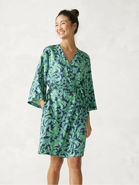 Vera Bradley WICKED Themed Green and Navy Swirl Print Robe L/XL